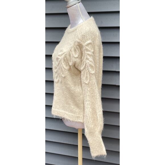 Strut & Bolt Women Ecru Pullover Sweater, With Decorative Cable Knit, Sz Med - Picture 4 of 7